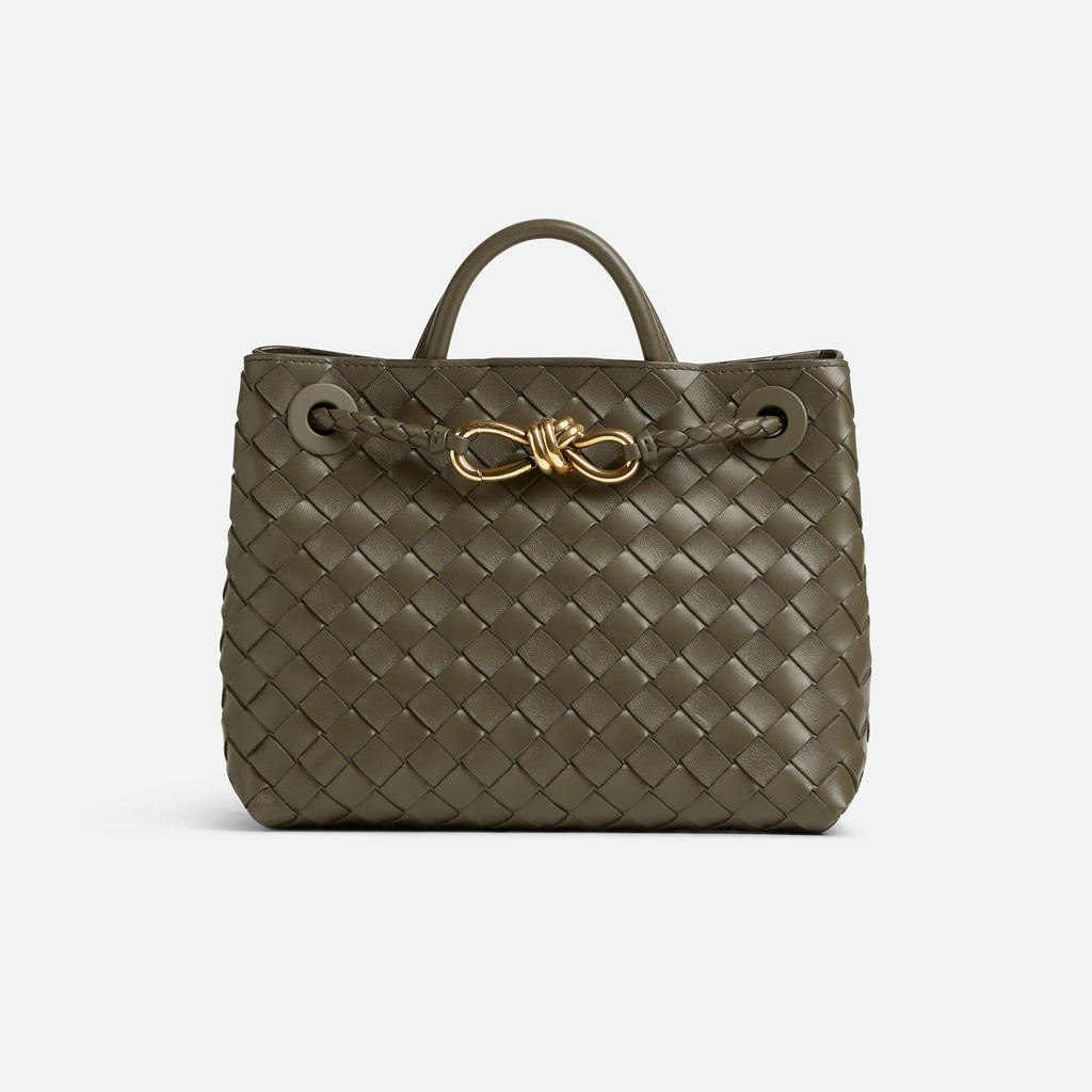 Bottega Veneta Andiamo Women's Fashion Classic Solid-Color Knitted Magnetic Snap Closure Leather Small Shoulder Bag Tote Bag Bags 766014VCPP12273 #79111