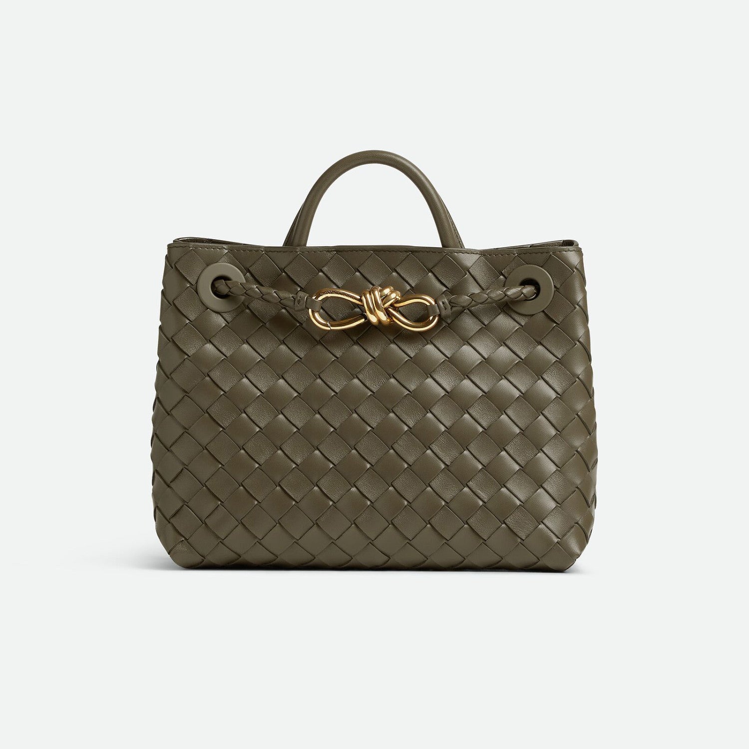 Bottega Veneta Andiamo Women's Fashion Classic Solid-Color Knitted Magnetic Snap Closure Leather Small Shoulder Bag Tote Bag Bags 766014VCPP12273 #79111
