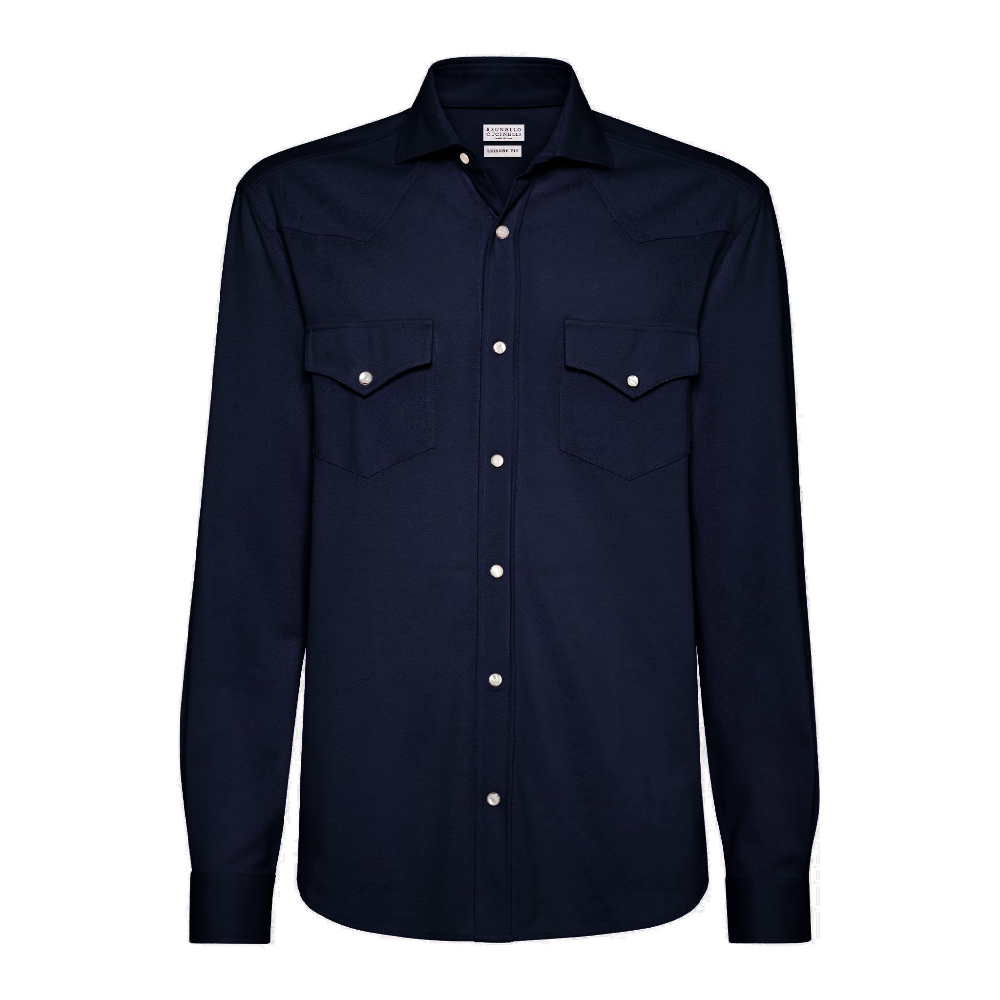 Brunello Cucinelli Men's Spring And Fall Cotton Lapel Solid Color Single-Breasted Chest Pocket Long Sleeve Fitted Shirt Ngvp #1557