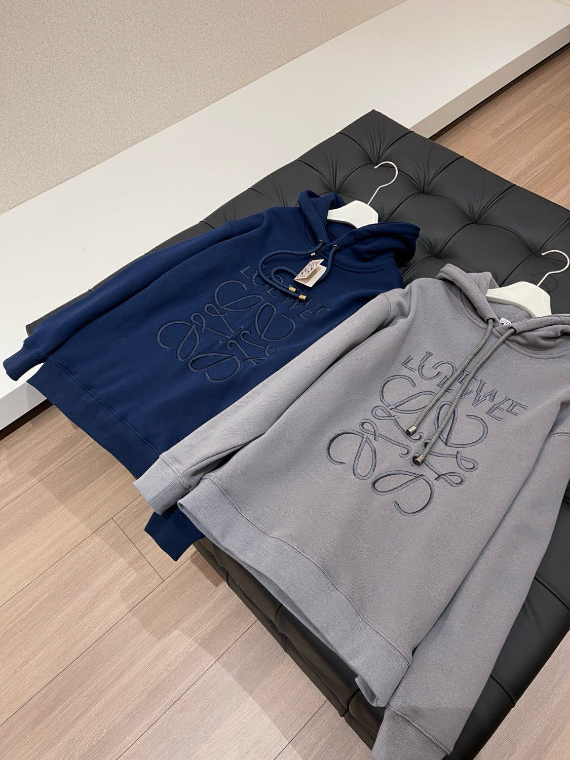 Loewe Men's Spring And Autumn Solid Color Letter Embroidery Cotton Loose Drawstring Long Sleeve Hooded Sweatshirt #98258