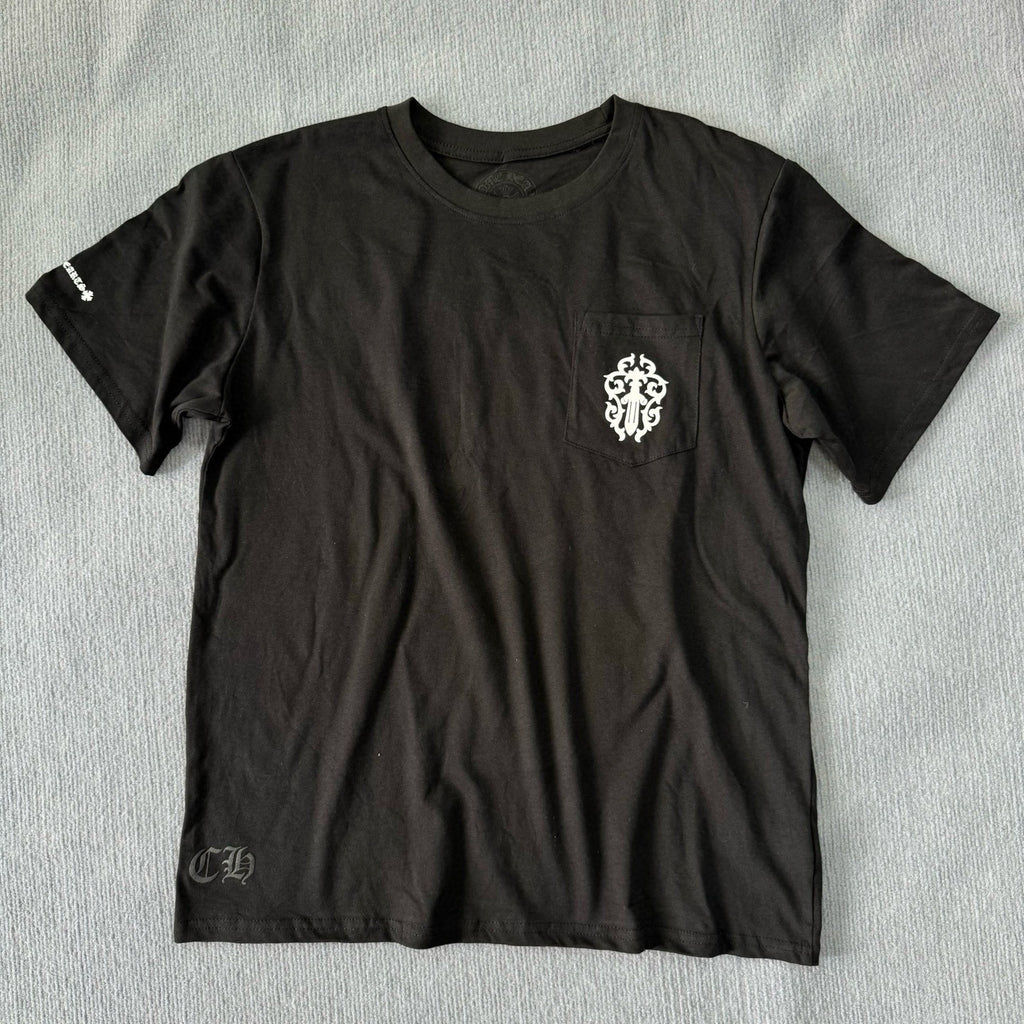 Chrome Hearts Men's Summer Solid Color Sanskrit Print Round Neck Cotton Short Sleeve T-Shirt #77172