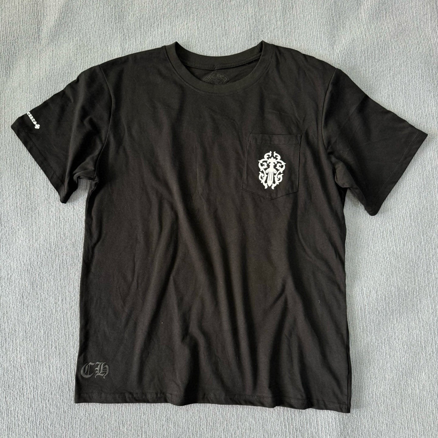 Chrome Hearts Men's Summer Solid Color Sanskrit Print Round Neck Cotton Short Sleeve T-Shirt #77172
