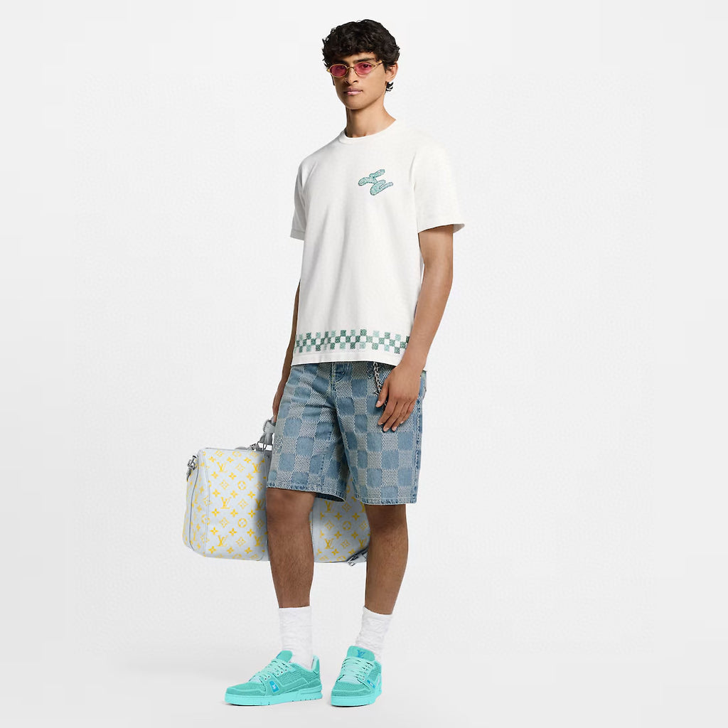 Louis Vuitton Men's Summer Embroidered Beaded Small Snake Pattern Solid Color Round Neck Short Sleeve T-Shirt #77554
