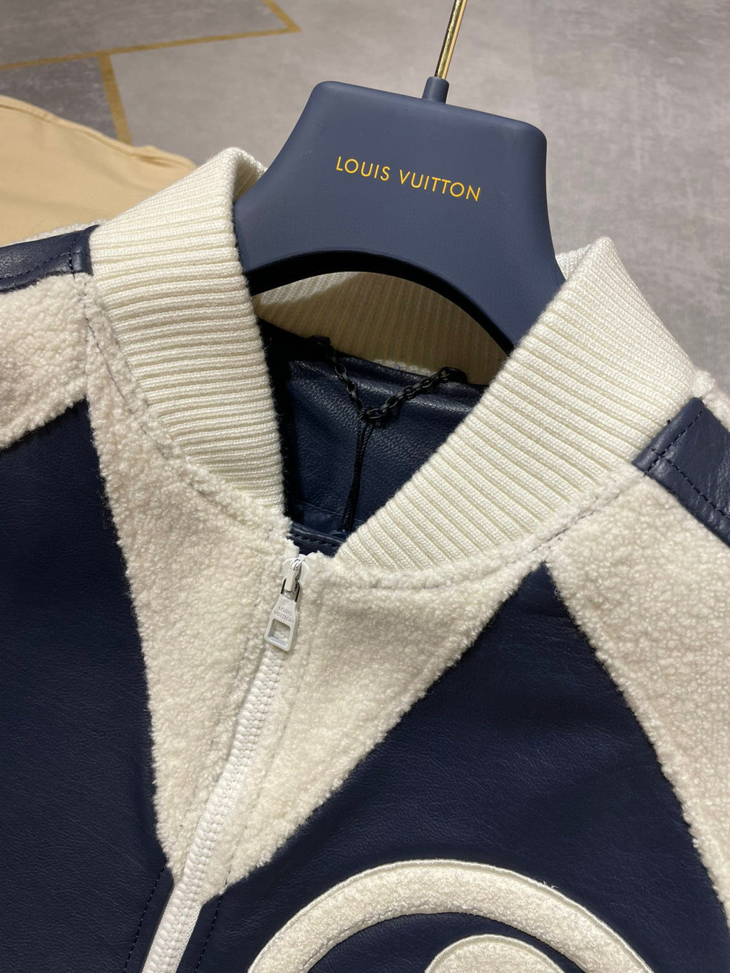 Louis Vuitton Leather Mix Teddy Plush Leather Zip Jacket #96514