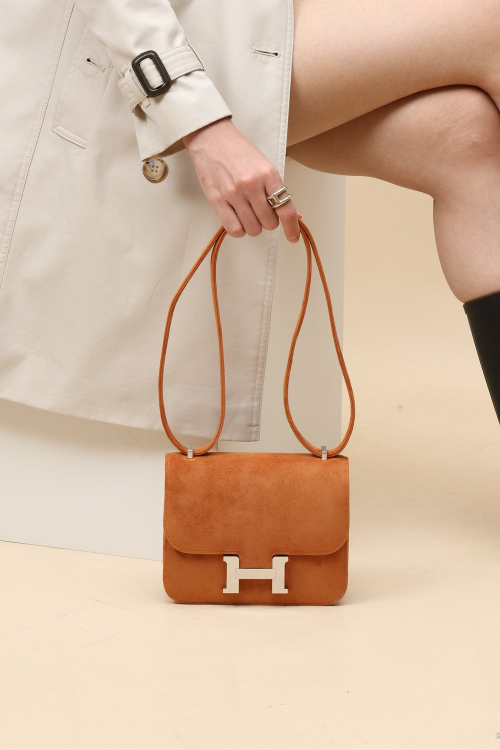 Hermès Suede Backpack Crossbody Bag #381136