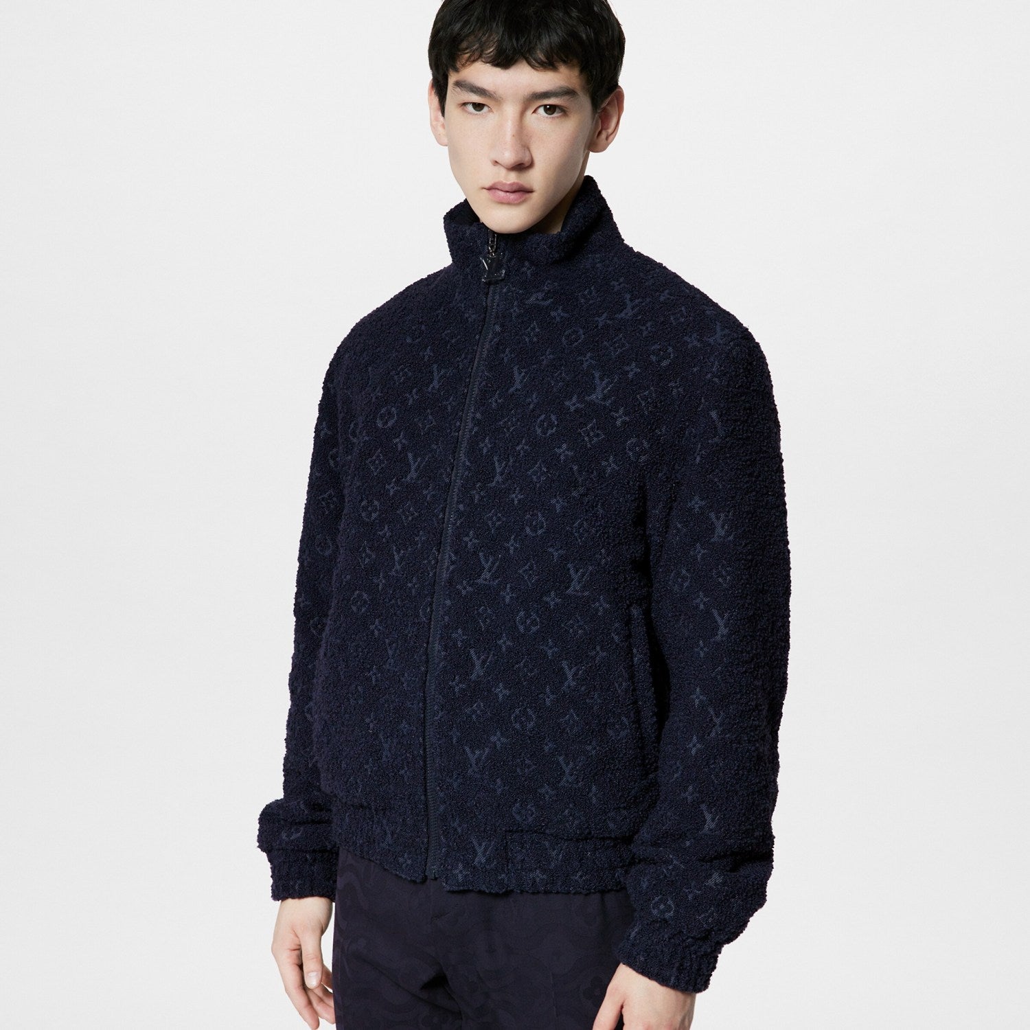 Louis Vuitton Men's Spring and Autumn Logo Full Print High Collar Wool Long Sleeve Jacket #72412