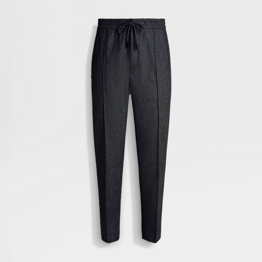 Ermenegildo Zegna Men's Fall/Winter Wool Blend Solid Color Mid-Rise Casual Straight-Leg Drawstring Sweatpants Ngvp #2517
