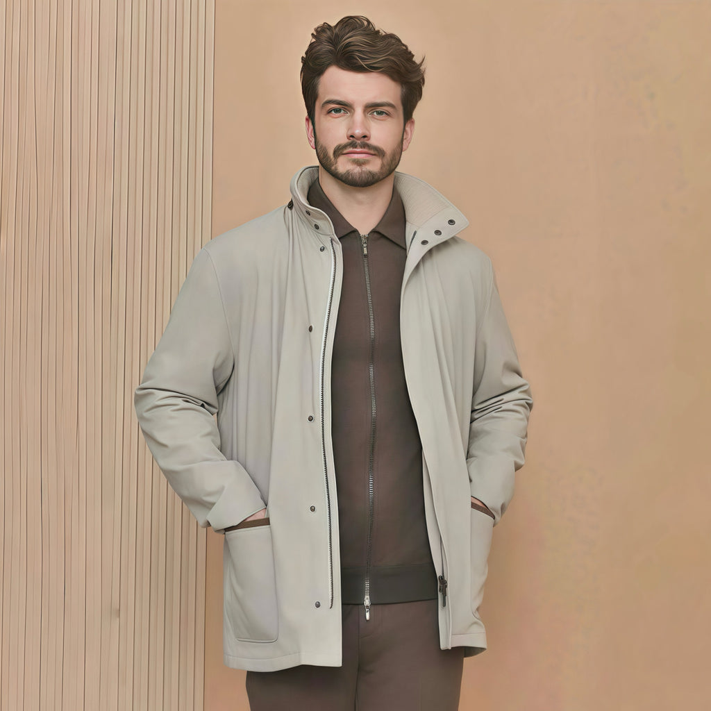 Loro Piana Men's Autumn/winter Solid Color Casual Zipper Jacket Fashionable Casual Pocket Stand-up Collar Long Sleeve Elegant Jacket Ngvp #2193