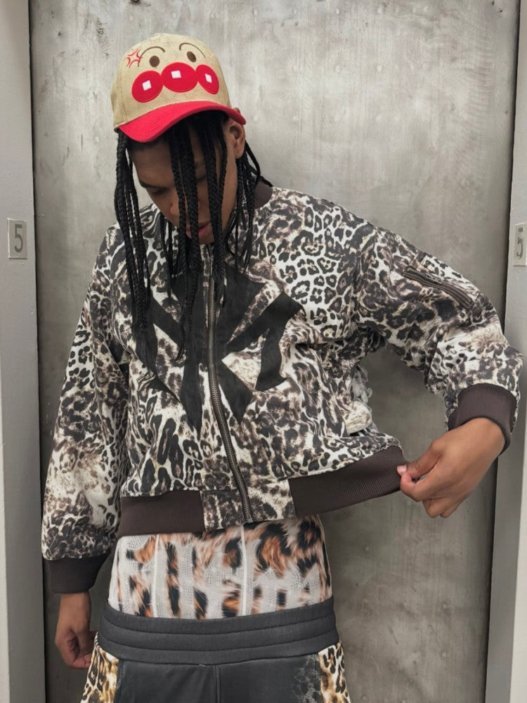 Mowalola X Ksubi Limited Edition Leopard Print Distressed Bomber Jacket Denim Cotton Jacket Fashionable High Street Cool Zipper Jacket Ngvp #2252