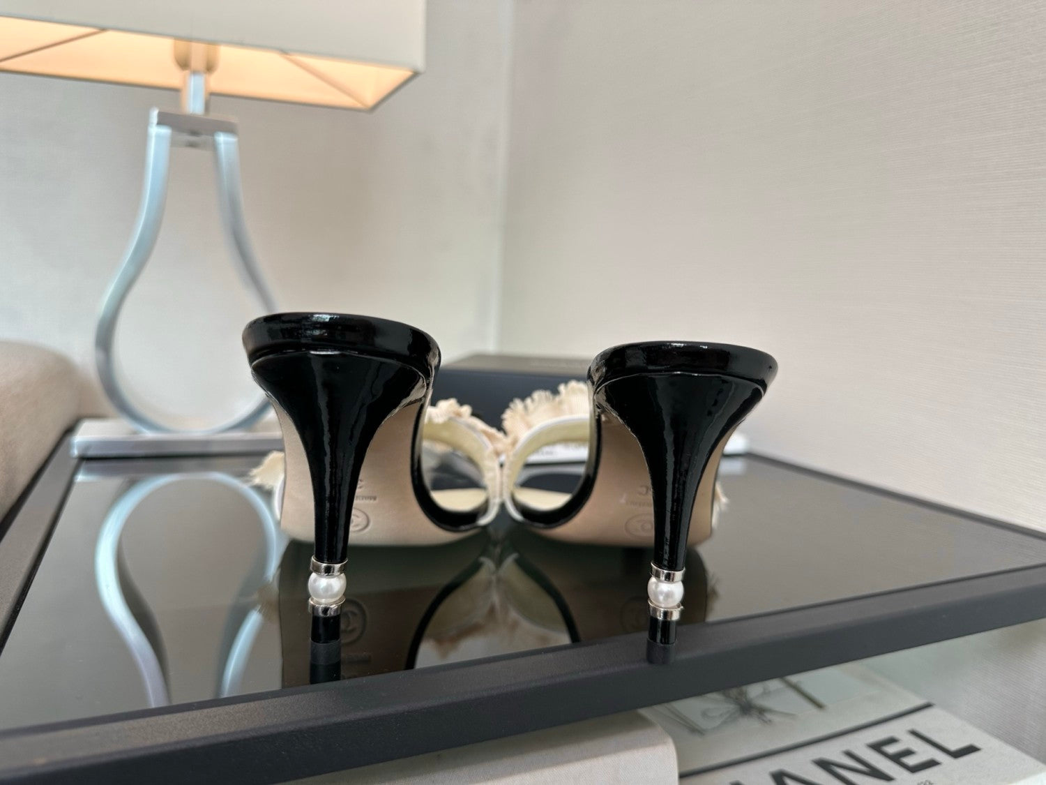 Chanel Vintage Women's Summer Fashion Classic Round Toe Slip On Heeled Sandals With Exposed Heel And Thin Heel Shoes #78949