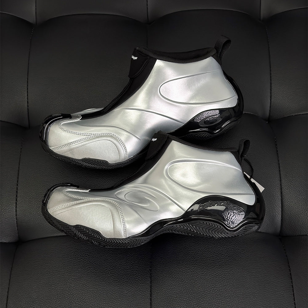 Balenciaga Basketball White Distressed Round Toe Zipper Basketball Shoes #332802