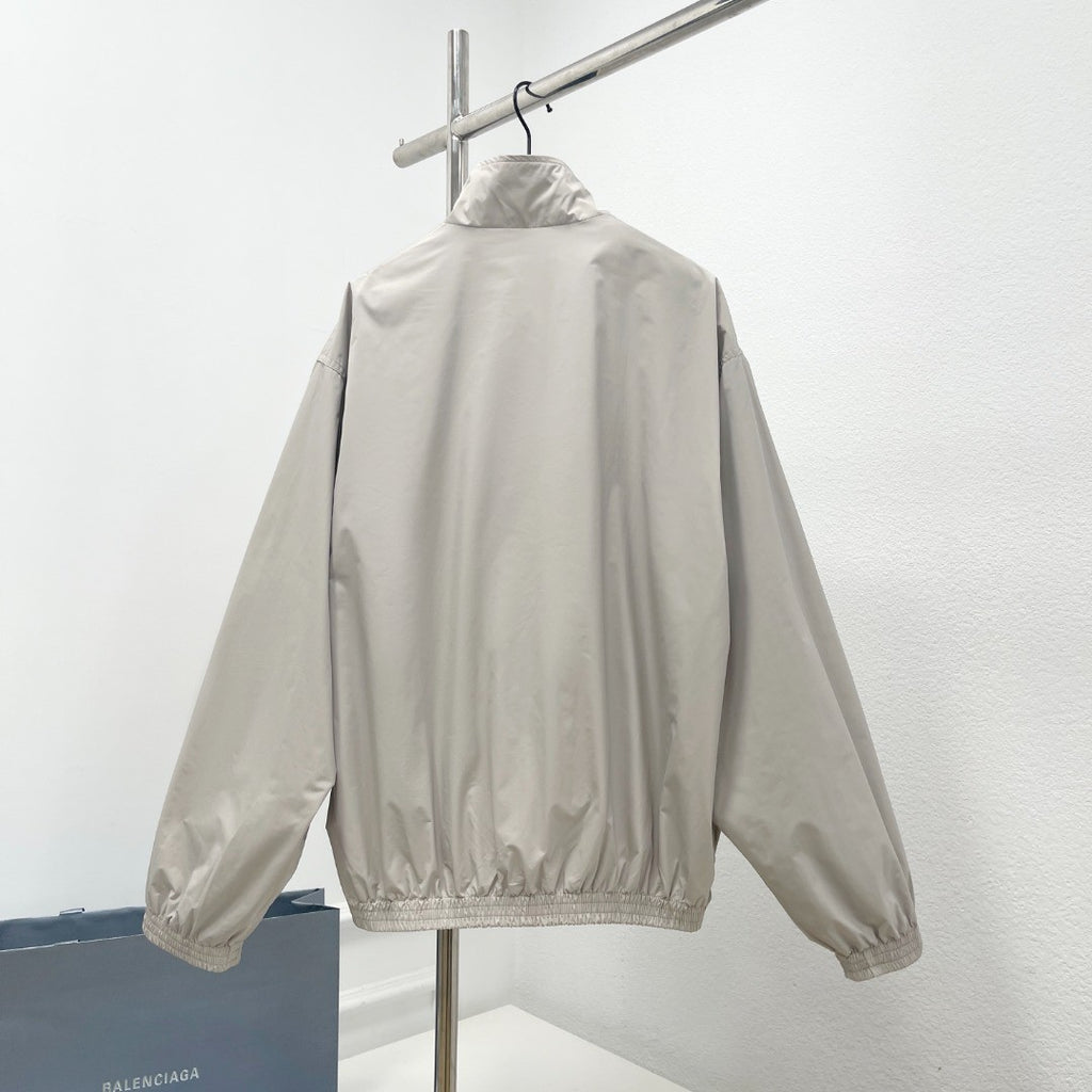 Balenciaga Men's Spring/Autumn Solid Color Embroidered Logo Print Zipper Long Sleeve Jacket #77782