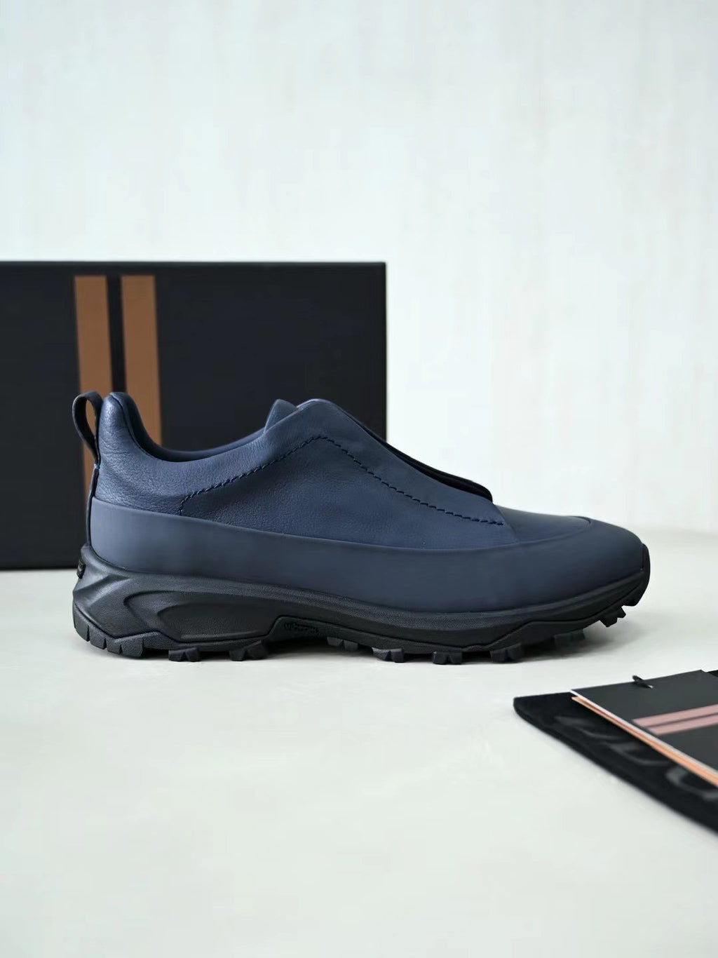 Ermenegildo Zegna Triple Stitchâ„?Monte Men's Fall/Winter Fashion Casual Round Toe Slip On Leather Suede Low Top Slip On Sneakers Shoes #78782