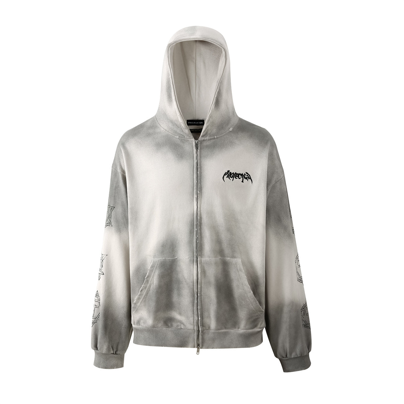 GRAILZ Project G/R Men's Women's Spring And Autumn Gradient Colorblocking Embroidery Long Sleeve Loose Hooded Sweatshirt Ngvp #7718