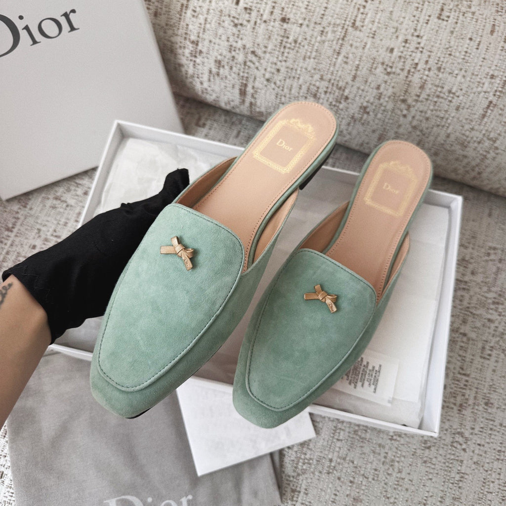 DIOR Baby Bow Mule Pistachio Suede Goatskin #377752