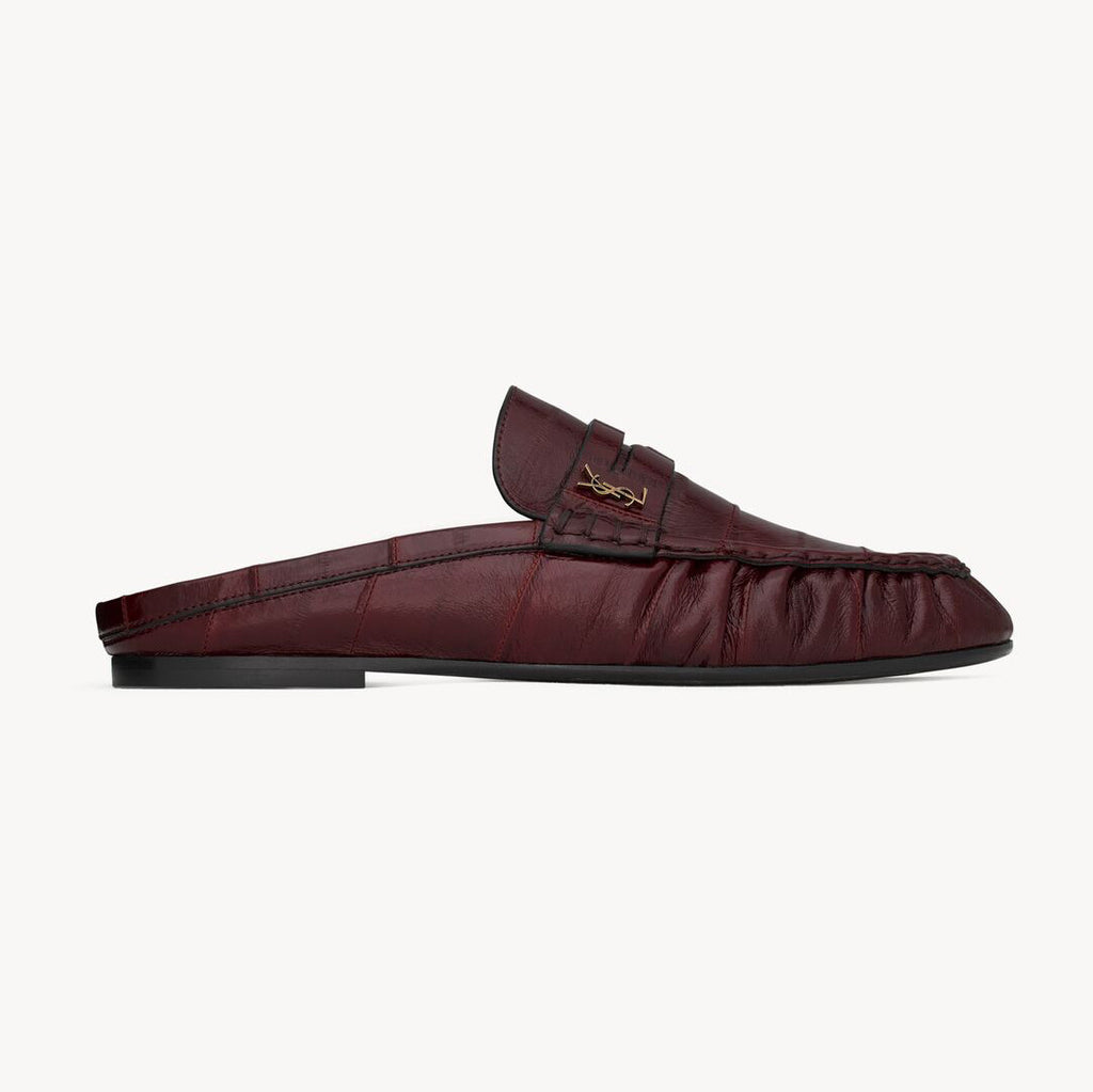 Saint Laurent LE LOAFER Women's Fashion Casual Round Toe Slip On Half Slip On Logo Leather Loafer Mule Shoes #78444