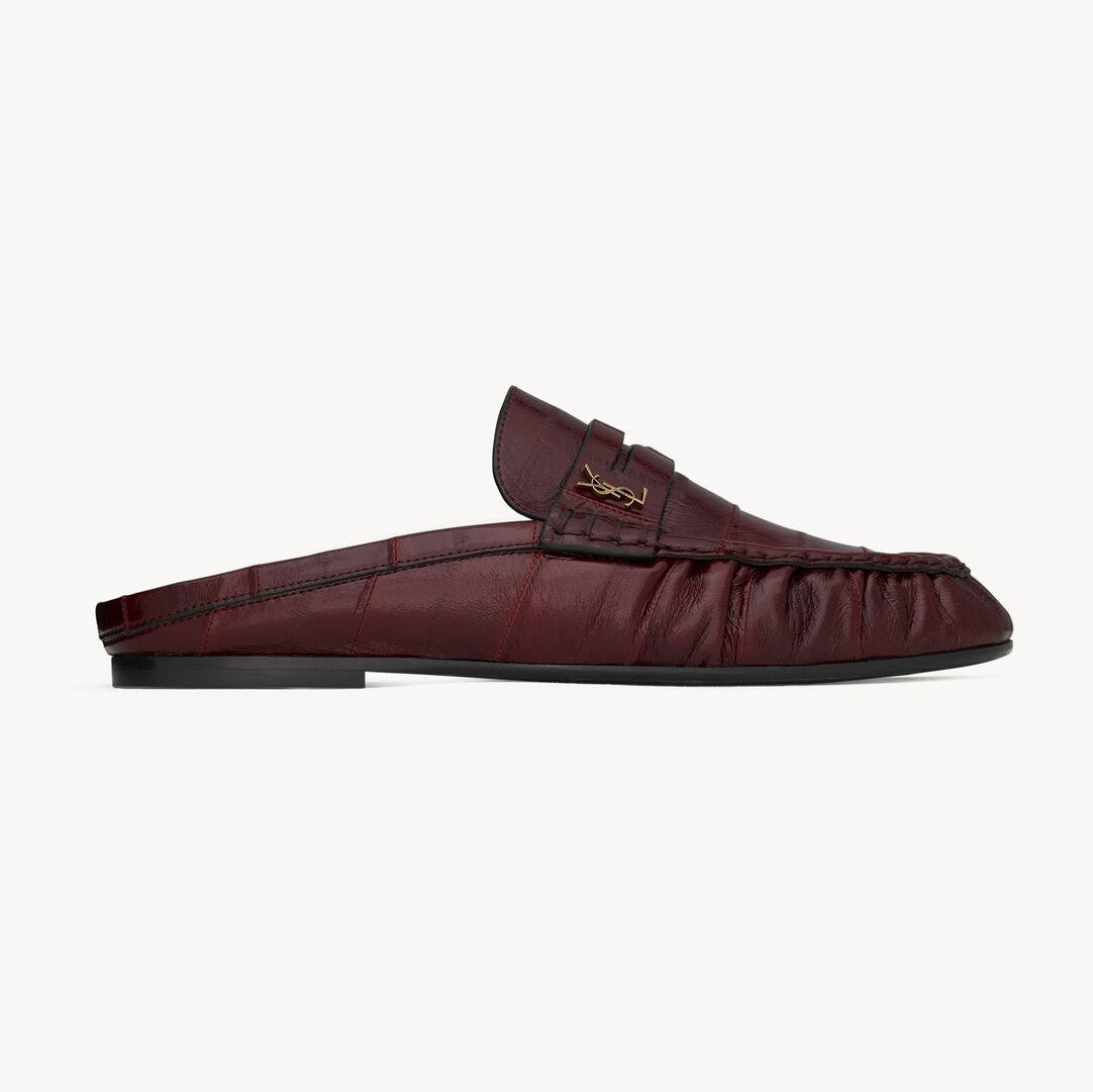 Saint Laurent LE LOAFER Women's Fashion Casual Round Toe Slip On Half Slip On Logo Leather Loafer Mule Shoes #78444