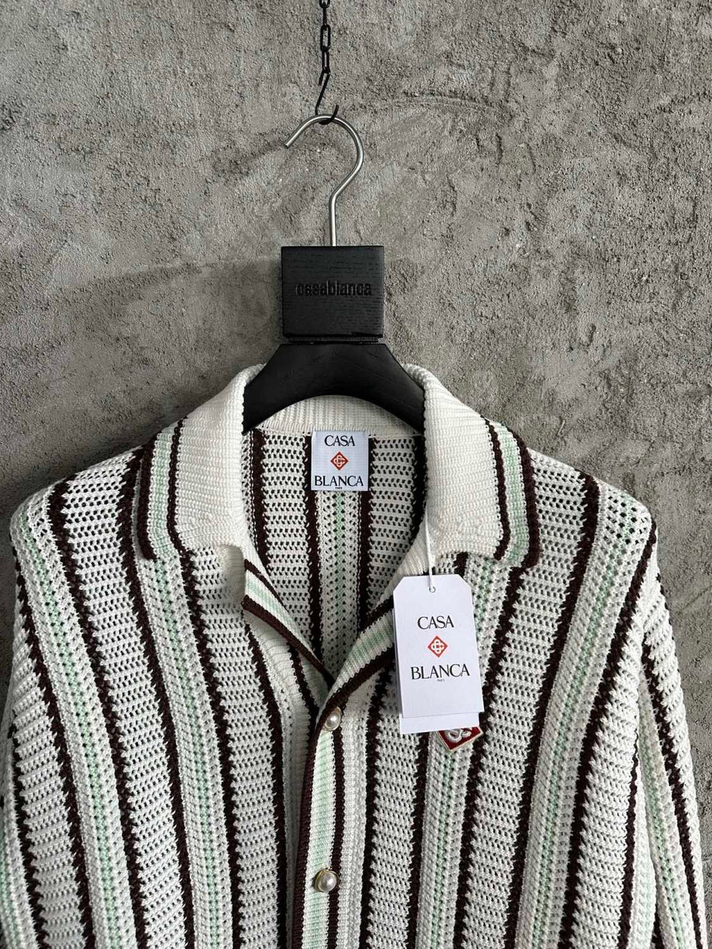 CASABLANCA 25SS Men's Brown Vertical Striped Long-sleeved Sweater Cardigan #333098