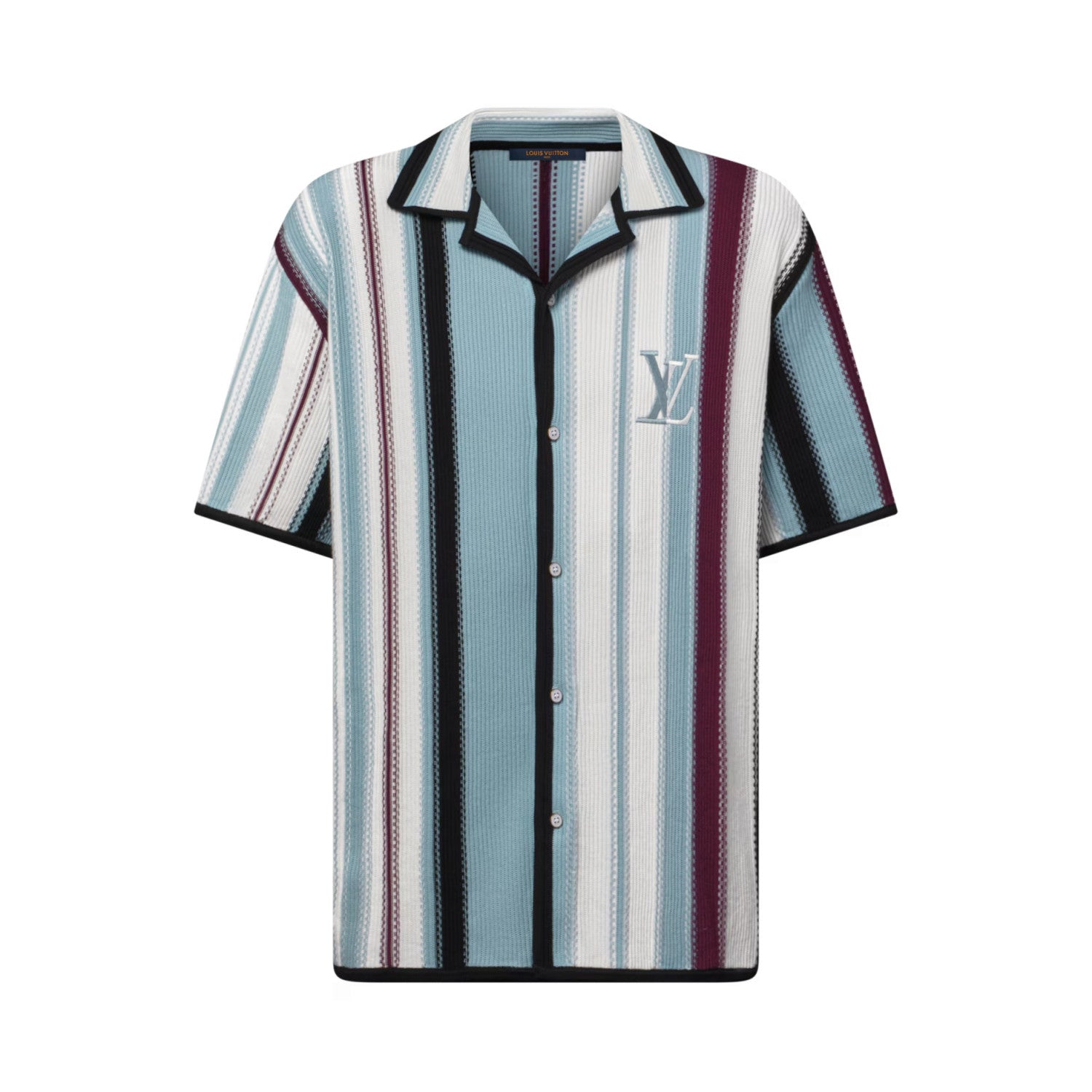 Louis Vuitton  Men's Summer Striped Crochet Single Breasted Short Sleeve Shirt Casual Lace-Up Shorts Suit Set #76893