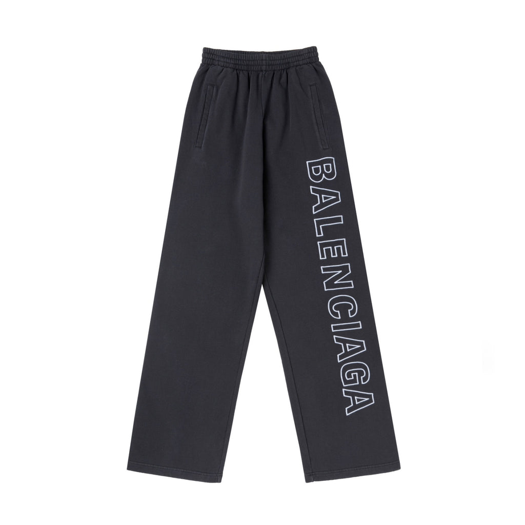 Balenciaga Men's And Women's Spring And Autumn Solid Color Embroidery Letter Print Elastic Waist Casual Sweatpants Pants #75615