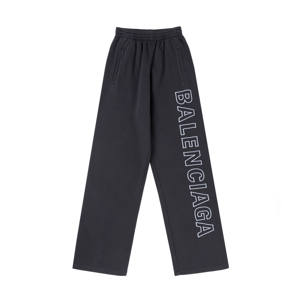 Balenciaga Men's And Women's Spring And Autumn Solid Color Embroidery Letter Print Elastic Waist Casual Sweatpants Pants #75615