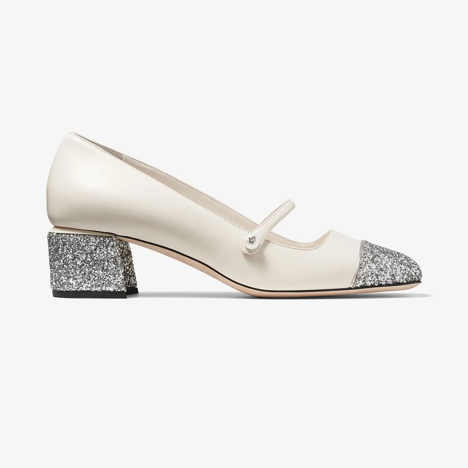 JIMMY CHOO ELISA 45 Women's Spring/Fall Fashion Classic Square Toe Slip On Chunky Heel High-Heel Two Tone Pearl Mary Jane Shoes #79448