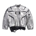 Balenciaga Men's Autumn and Winter Solid Color Irregular Shape Round Neck Zipper Long Sleeve Leather Jacket #75194