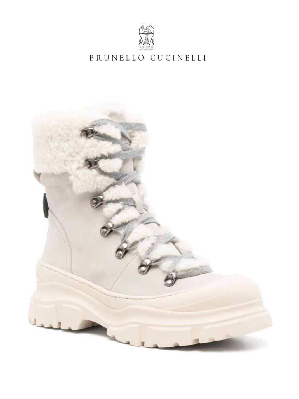 Brunello Cucinelli Women's Fall/Winter Patchwork Ankle Boots Suede Round-Toe Lace-Up Short Boots Solid-Color Snow Boots Shoes Ngvp #2558
