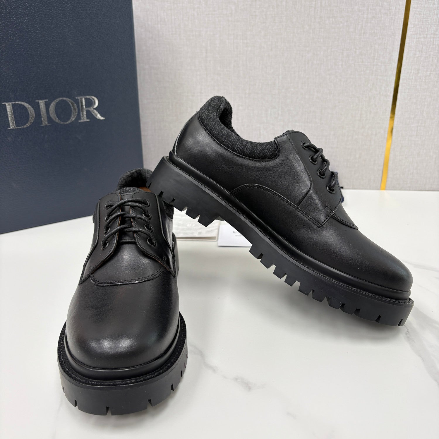 DIOR Dior Explorer III Derby Shoe Black Smooth Calfskin and Black Dior Oblique Jacquard #336111