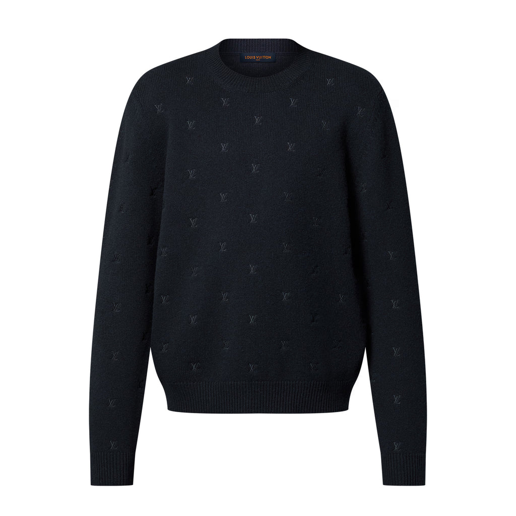 Louis Vuitton Men's Spring and Autumn Solid Color Embroidery Logo Printed Crew Neck Knit Wool Sweater #73953