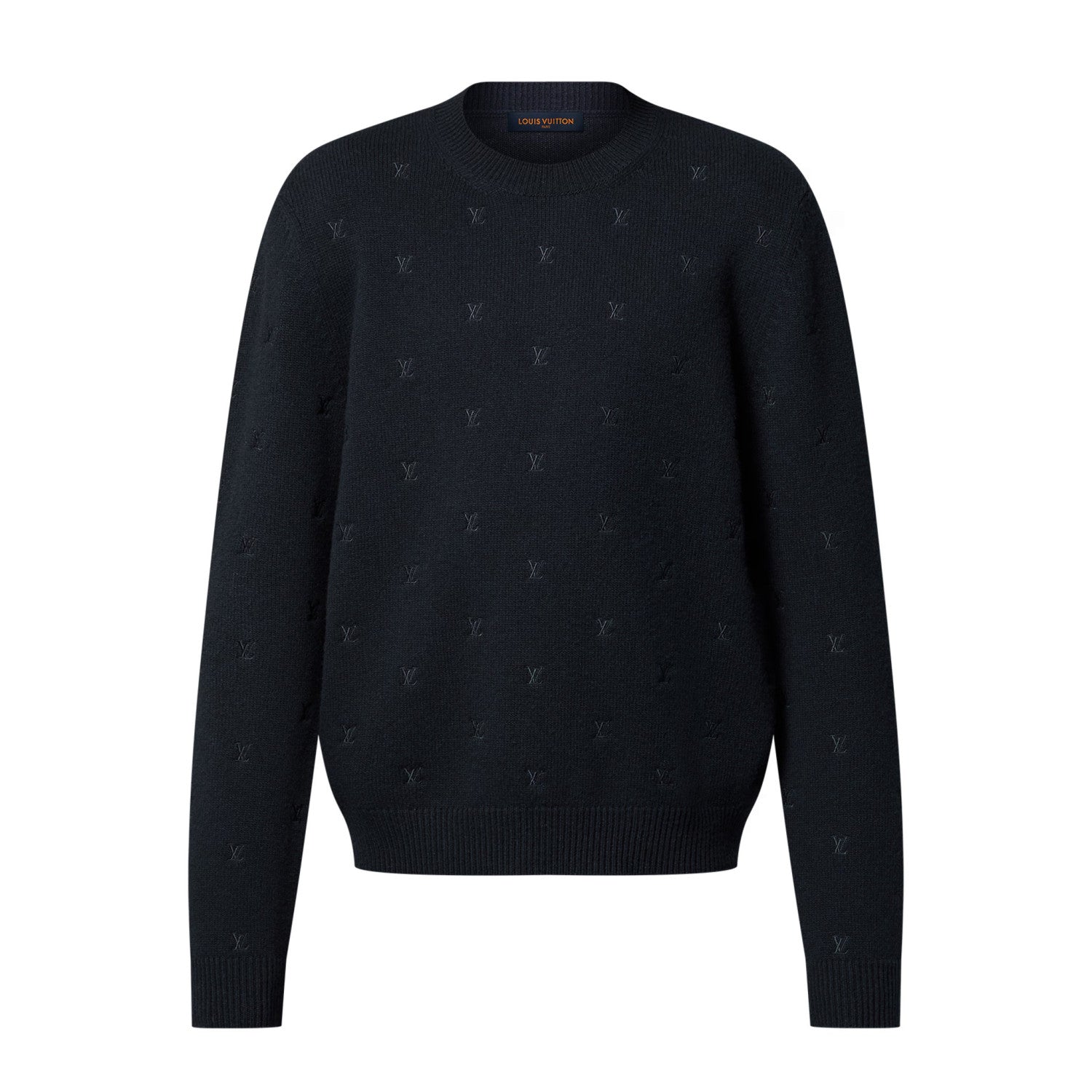 Louis Vuitton Men's Spring and Autumn Solid Color Embroidery Logo Printed Crew Neck Knit Wool Sweater #73953