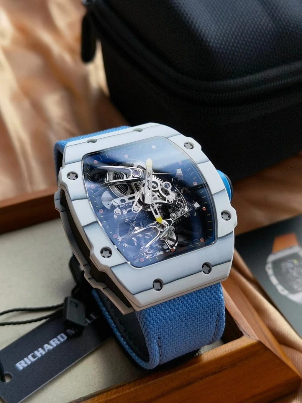 Carbon Fiber Tourbillon Wrist Watch Accessories Jewelry #82468