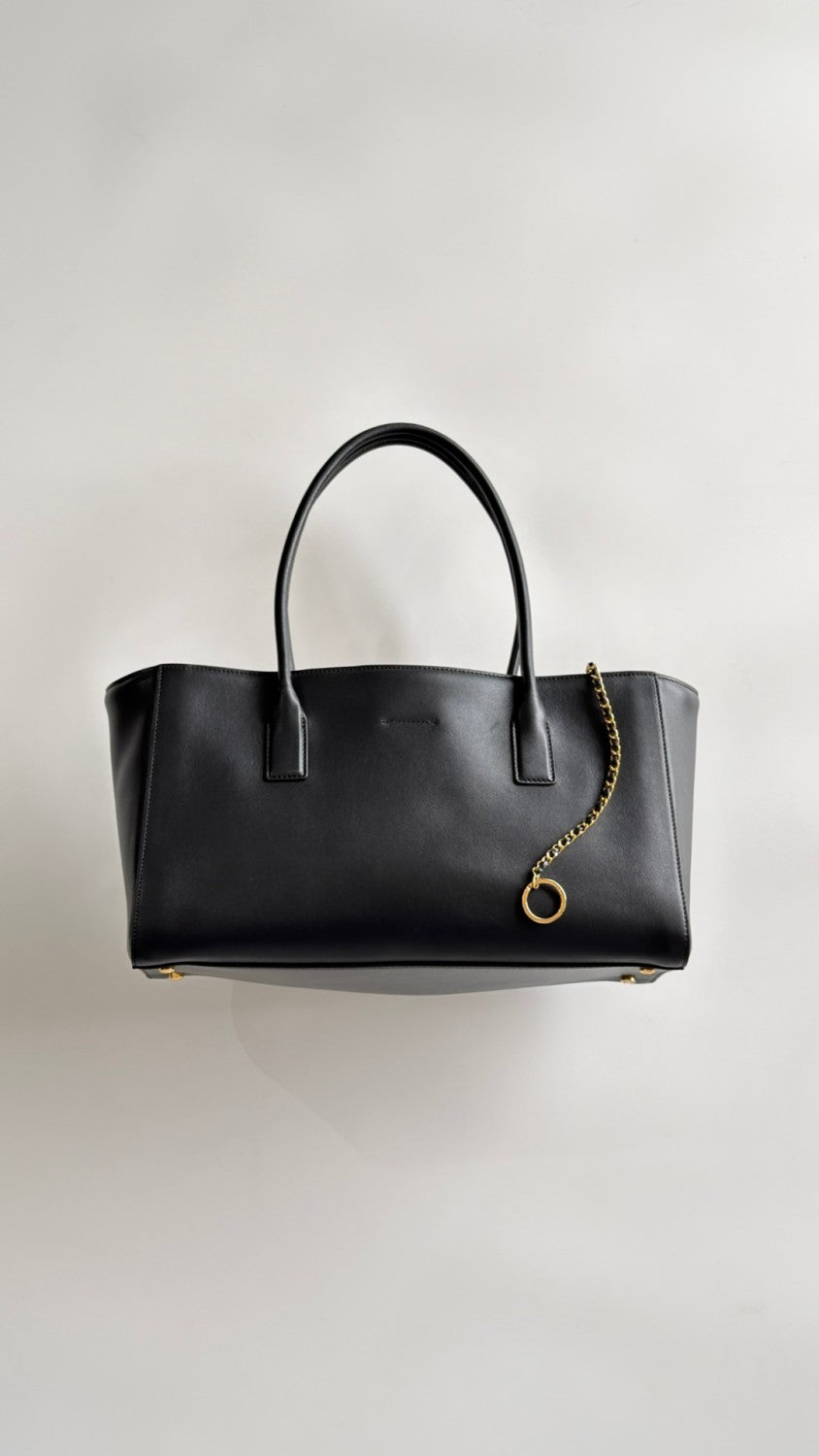 Chanel Cerf Tote Bag Women's Long Black Leather Clutch Elegant Evening & Casual Crossbody Bag  #82721A
