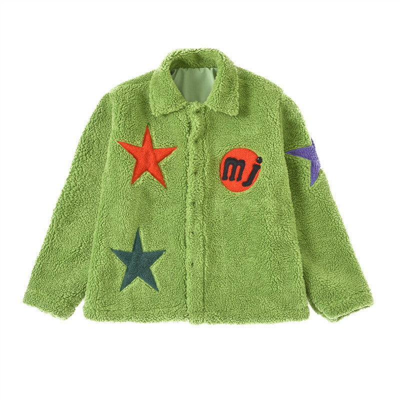 Jacobs X Cactusplant Fleamarket Cpfm Lamb's Wool Embroidered Jacket Men's Hipster Jacket Men's Lapel Single-breasted Jacket Ngvp #2259