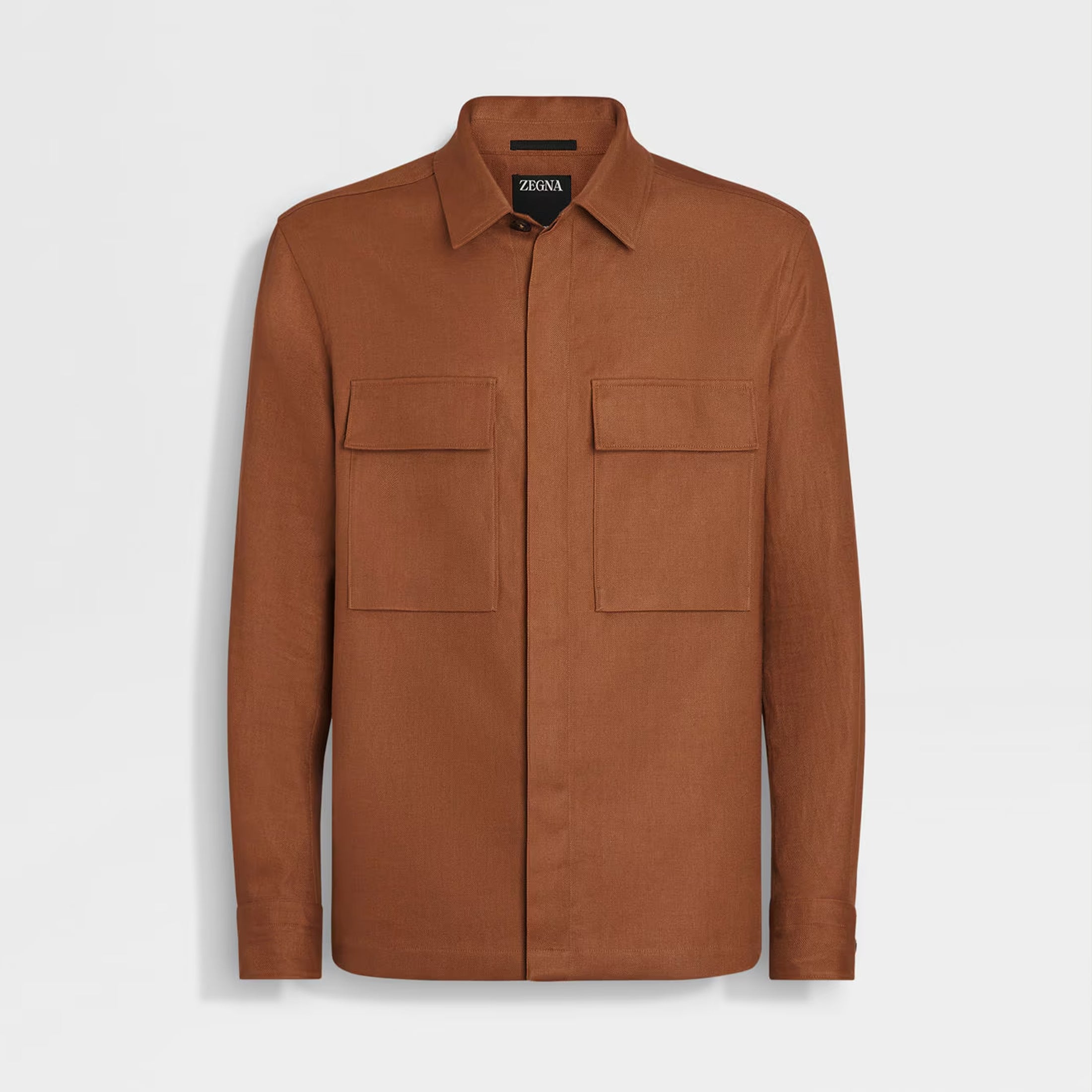 Ermenegildo Zegna Oasi Lino Shirt Jacket Men's Spring And Summer Lapel Single-breasted Pocket Temperament Shirt Simple Commuter Jacket Ngvp #1185