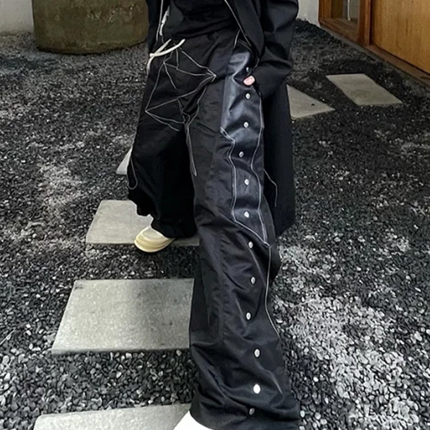 Rick Owens Men's Four Seasons Dark Line Button Workwear Pants Loose Retro Trend Drawstring Straight Leg Pants Ngvp #8779