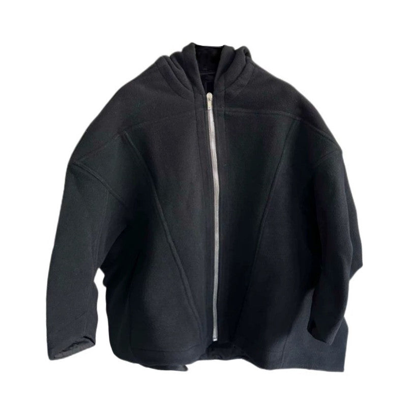 Rick Owens Men's Spring And Autumn Solid Color Fashion Trend Cape Wool Hoodie Long Sleeve Loose Sweater Ngvp #7523