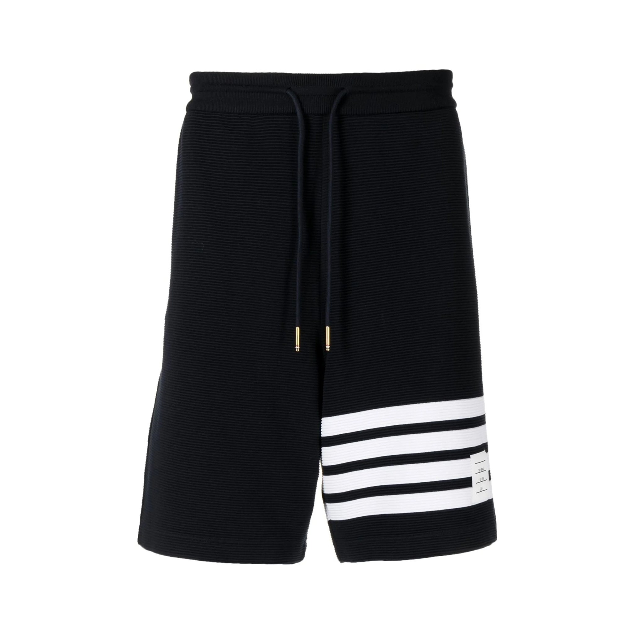 Thom Browne Men's Summer Lapel Straight Polo Short Sleeve Shirt Solid Color Casual Striped Elastic Waist Tie Sports Shorts Ngvp #1942