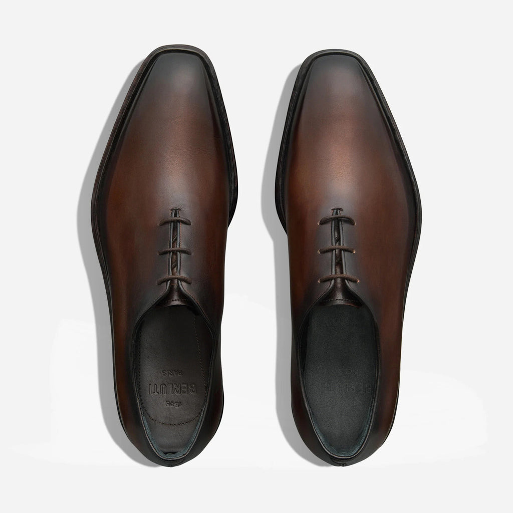 Berluti Alessandro Altof Men's Fall/Winter Fashion Classic Round Toe Slip On Lace Up Handcrafted Vintage Leather Oxford Shoes #79112