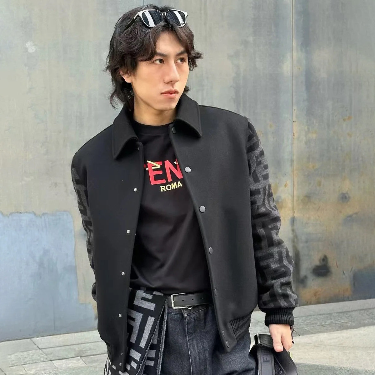 Fendi Men's Autumn and Winter Letter Printed Single Breasted Long Sleeve Baseball Jacket #75447