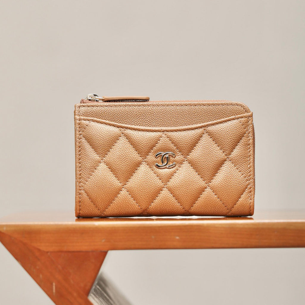 Chanel Women's Solid Color Card Case Zipper Closure Leather Wallet Coin Purse Bags Bag #71929
