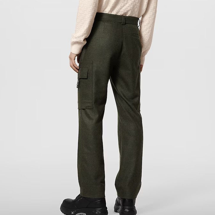 Louis Vuitton Men's Solid Color Mid Waist Side Pocket Straight Fitting Wool Workwear Pants #98294