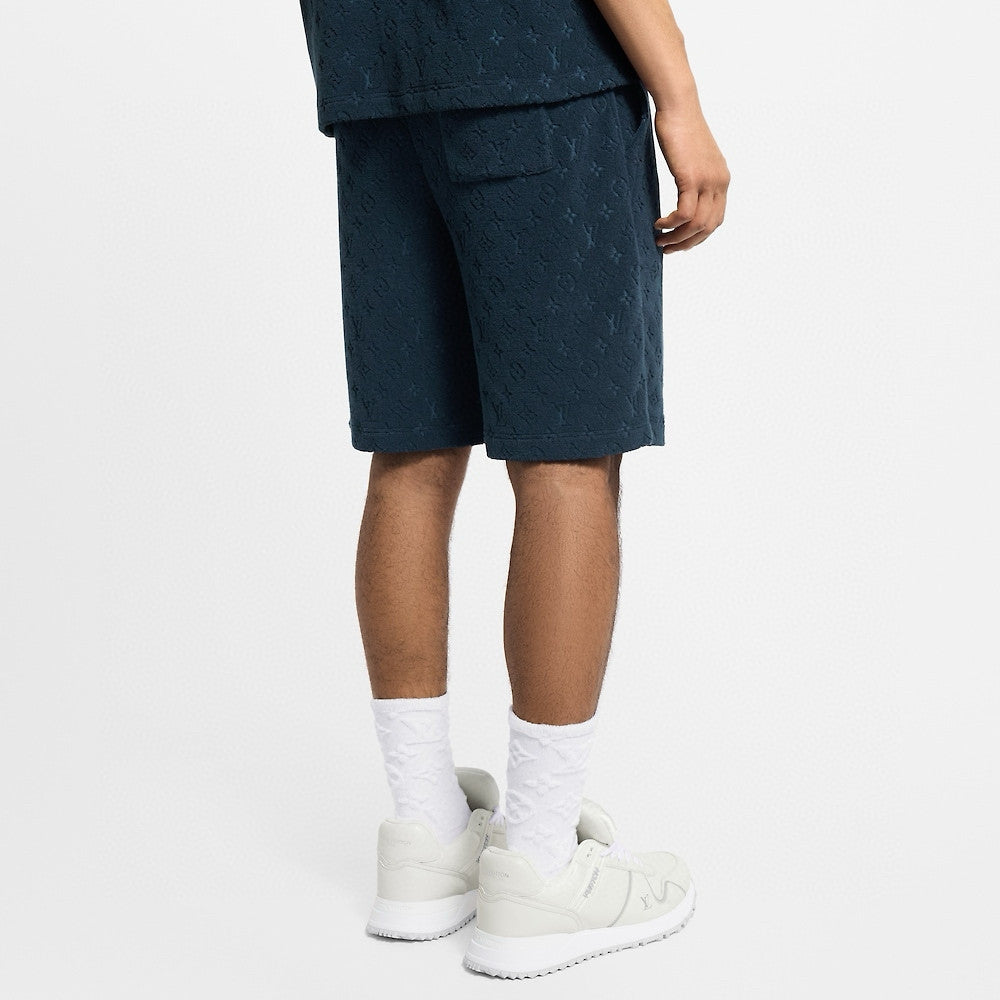 Louis Vuitton Men's Summer Solid Color Letter Print Cotton Terry Cloth Drawstring Shorts #77875