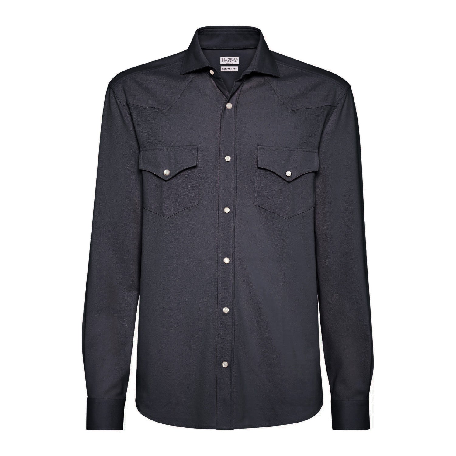 Brunello Cucinelli Men's Spring And Fall Cotton Lapel Solid Color Single-Breasted Chest Pocket Long Sleeve Fitted Shirt Ngvp #1557