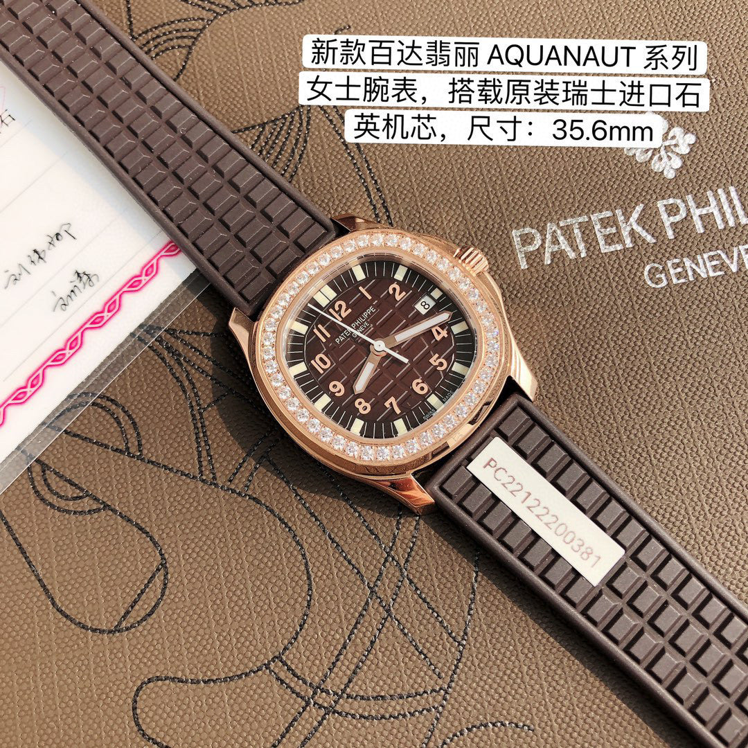 Patek Philippe Mechanical Watches With Diamonds On Silicone Straps Watch #96352
