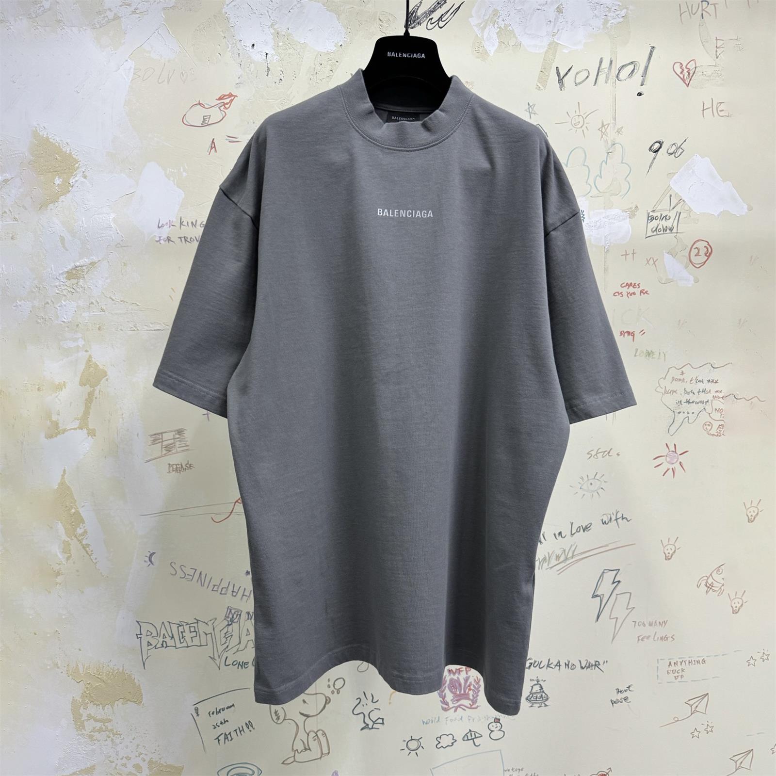 Balenciaga Men's Summer Solid Color Letter Print Round Neck Cotton Short Sleeve T-Shirt #75848