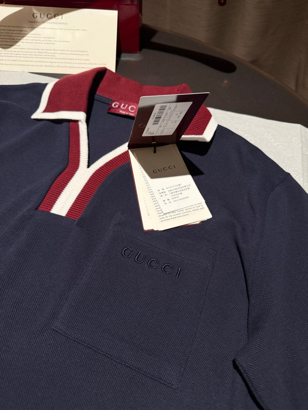 Gucci Men's And Women's Summer Fashion Classic V-neck Color Block Cotton Polo Shirt Short Sleeved T-Shirt #78425