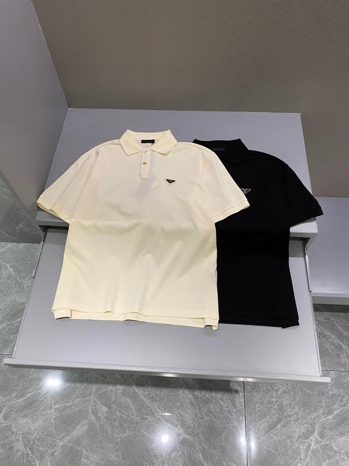 Prada Men's Summer Solid Color Metal Logo Cotton Polo Shirt Short Sleeve T-Shirt #99913