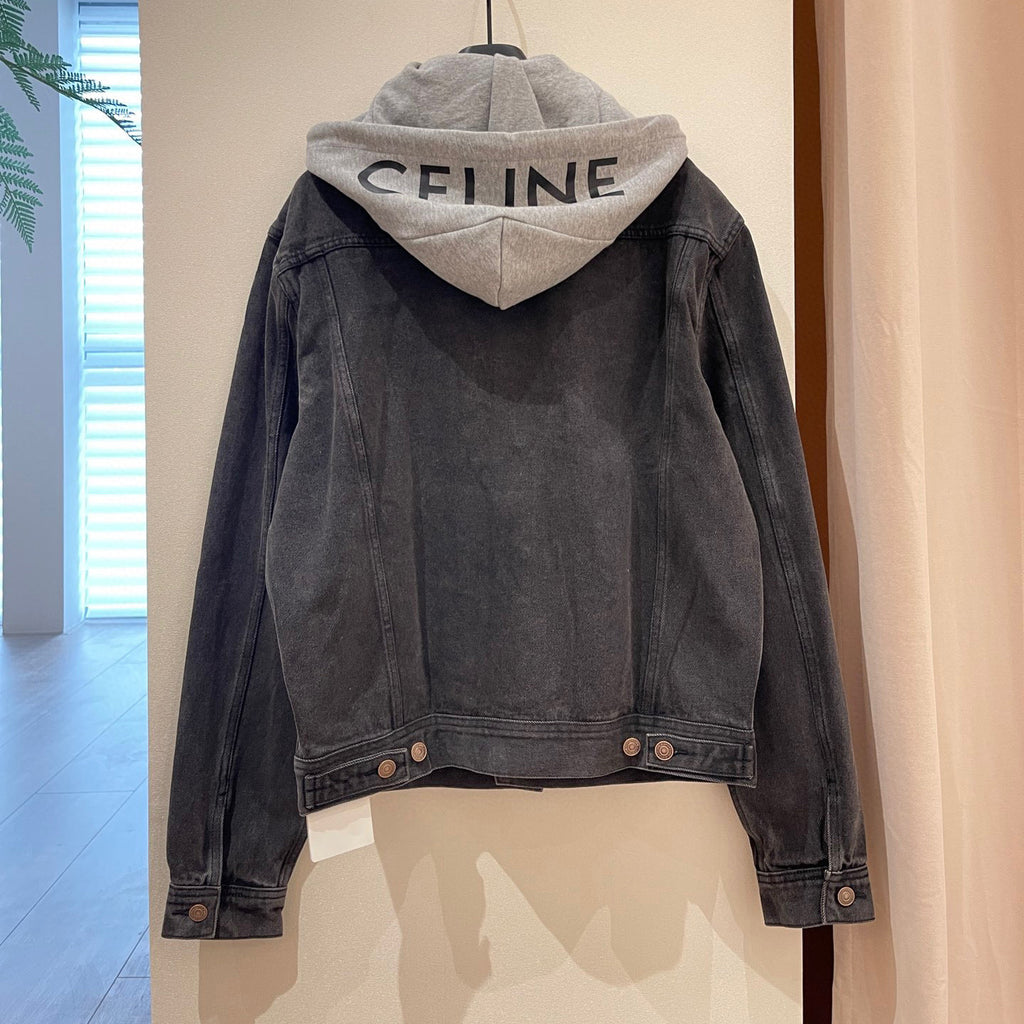Celine Denim Hooded Jacket Black #95173