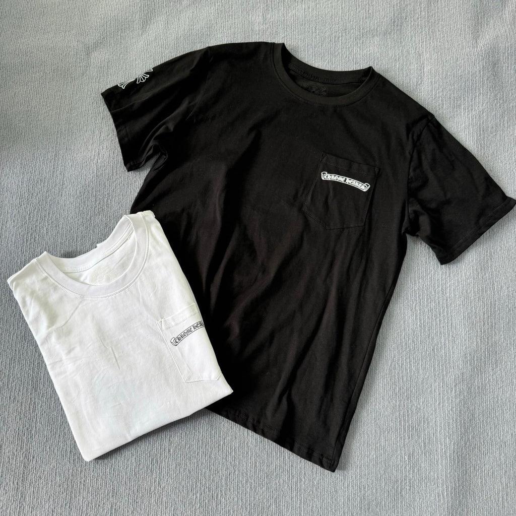 Chrome Hearts Men's Summer Solid Color Cross Print Round Neck Cotton Short Sleeve T-Shirt #77171